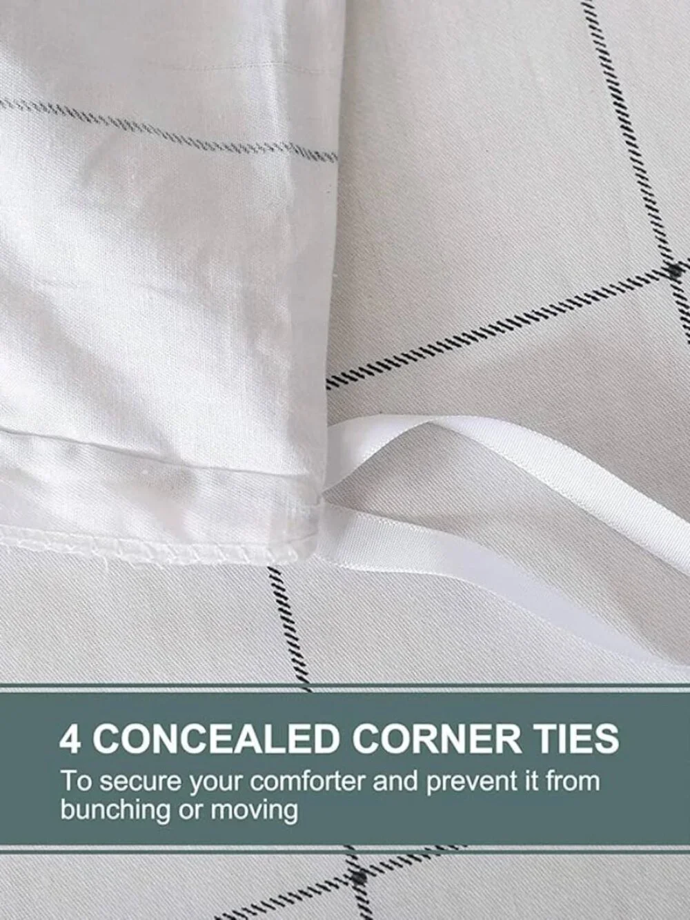 JELLYMONI Cotton Plaid Duvet Cover Twin Black White Grid Bedding Set